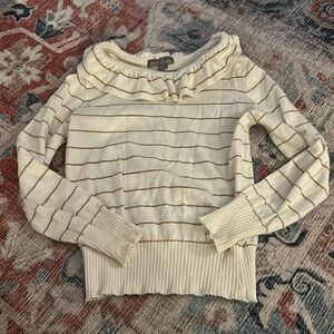 Emile et Ida ruffle collar gold stripe sweater - 2
